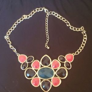 Elegant pink black and blue gold Necklace